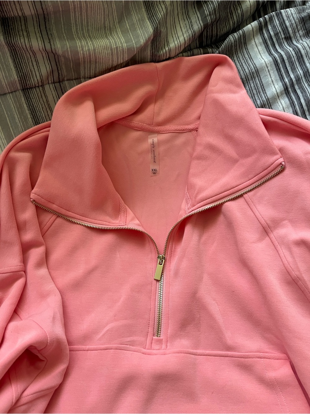 Simply Southern Women’s Coral Half-Zip Pullover Sweatshirt - Picture 3 of 7
